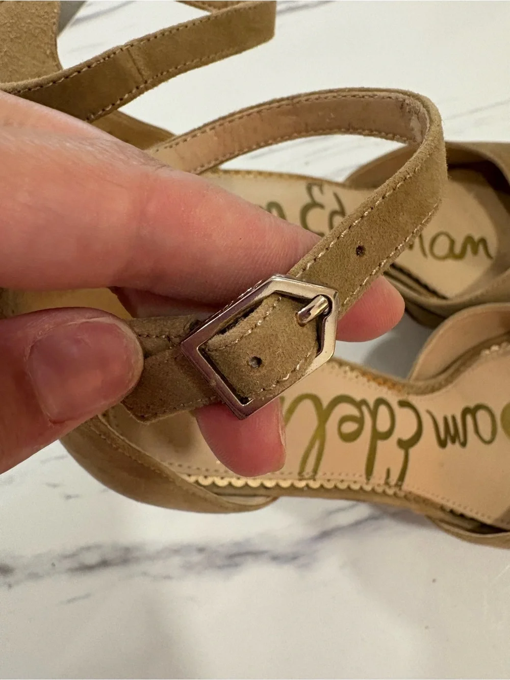 Sam Edelman Taupe Suede Platform Sandal